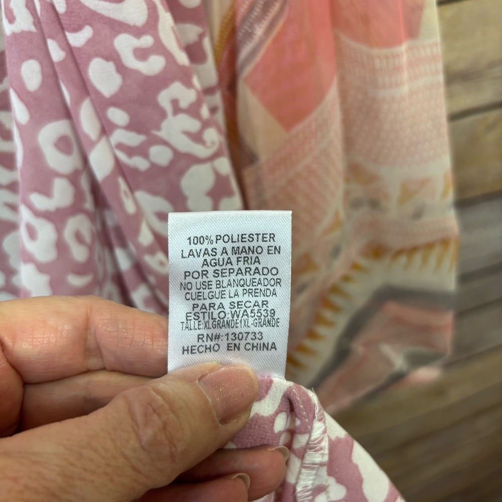 Umgee Pink Aztec And Cheetah Print Plus Kimono XL 1X - Picture 5 of 6